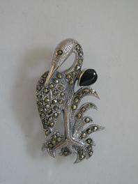 Awesome `` Stork `` Brooch in Sterling Silver.